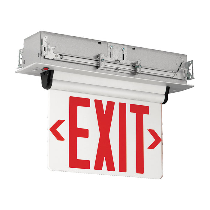 Compass CEL Series Edge-Lit LED Recessed Exit Sign with Battery - Double Face, Red Letters