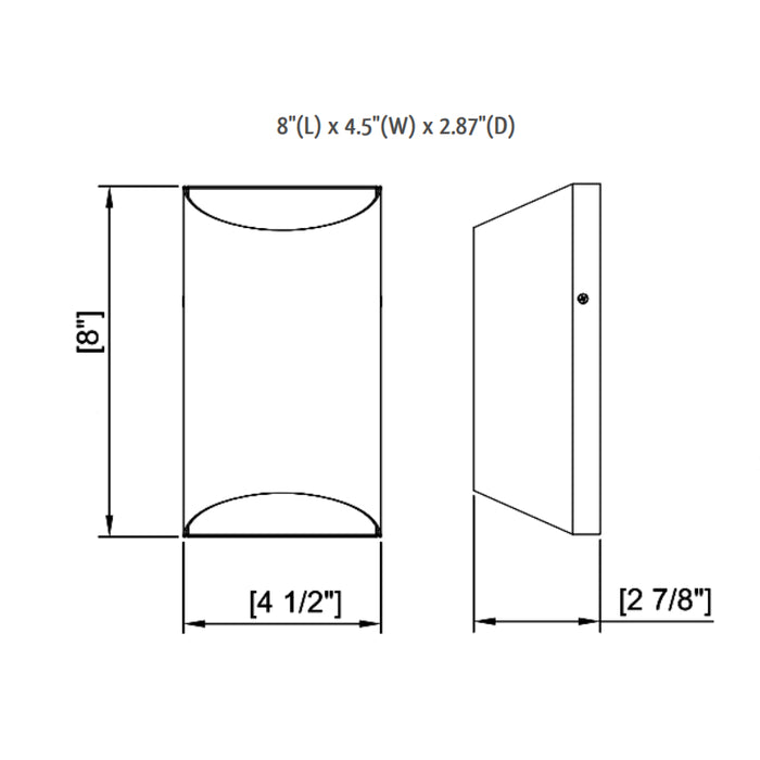 Westgate CRES-51 Small Crest Tunnel 15W, 8" Tall LED Outdoor Wall Sconce, 1300 Lumens, 100-277V