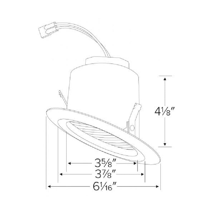 Elco EL423 4" Sloped Ceiling 12W LED Baffle Insert, 5CCT Selectable, 120V