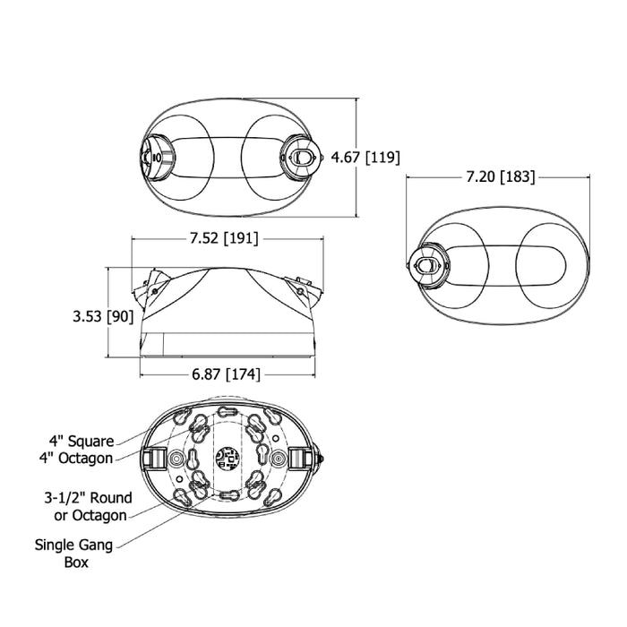 Lithonia ELMRE Quantum LED Adjustable Emergency Remote Light Head, Twin Heads, 320lm