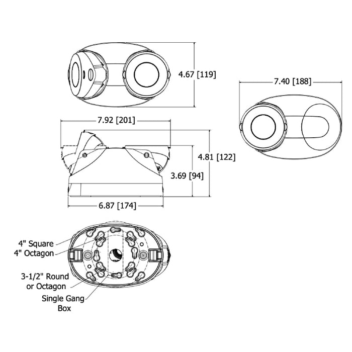 Lithonia ELMRE Quantum LED Adjustable Emergency Remote Light Head, Single Head, 550lm