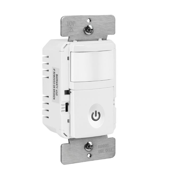 Enerlites HMOS 180° PIR Occupancy/Vacancy Motion Sensor Wall Switch, Neutral Wire Required, Single Pole