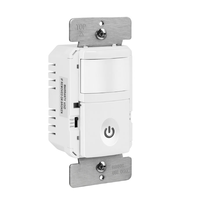 Enerlites HMVS 180° PIR Vacancy Motion Sensor Wall Switch, Secured Ground Wire Required, Single Pole