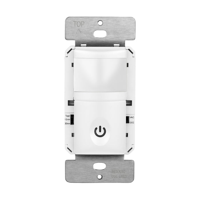 Enerlites HMVS 180° PIR Vacancy Motion Sensor Wall Switch, Secured Ground Wire Required, Single Pole