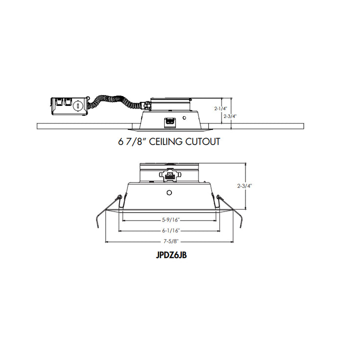 Juno Contractor Select JPDZ6JB Podz 6" Canless Round LED Downlight, CCT Selectable
