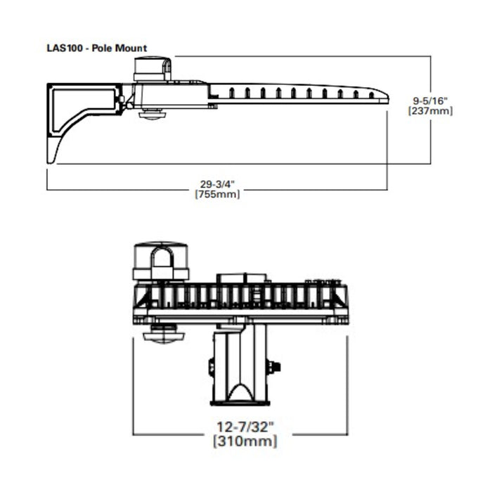 Lumark LAS100P 48W-251W LED Area Luminaire, 4000K Pole Mount Arm 120-277V