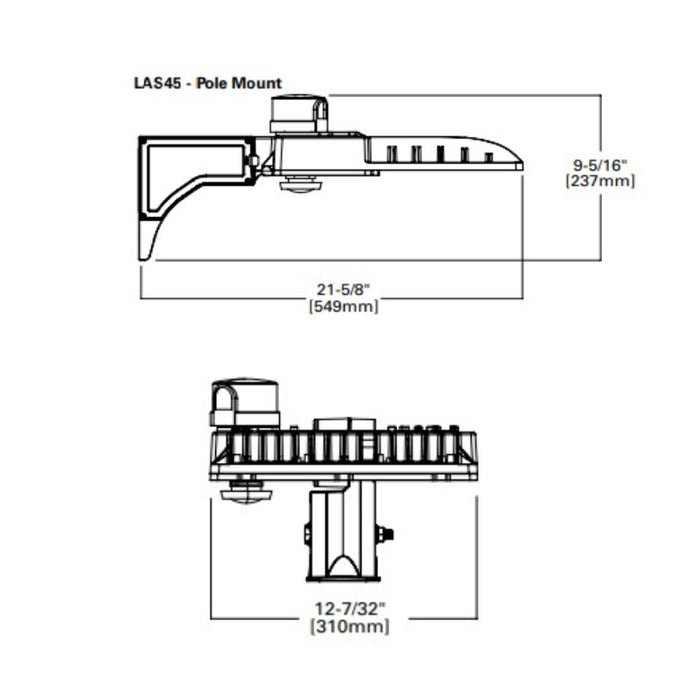 Lumark LAS45P 29W-153W LED Area Luminaire, Pole Mount Arm 120-277V