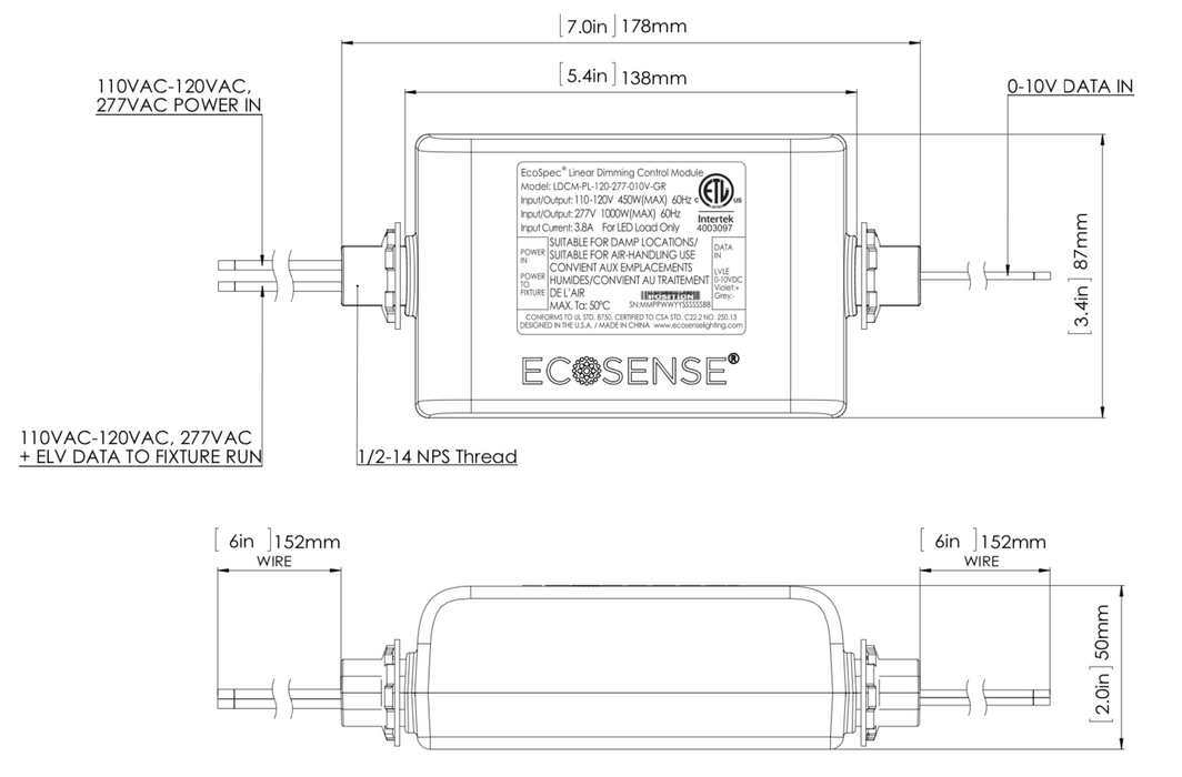 Greengate LDCM-PL-120-277-010V-GR Linear Dimming Control Module