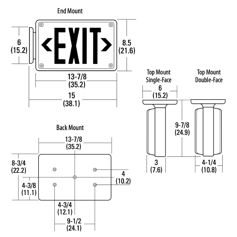 Lithonia LV Extreme Vandal-Resistant ED Exit Sign with Battery Backup, Single Face, Universal Mount