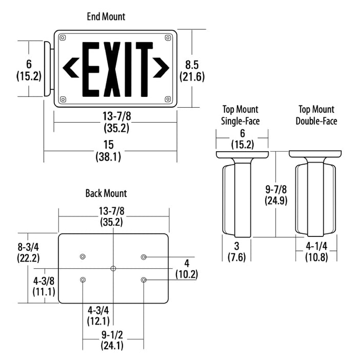 Lithonia LV Extreme Vandal-Resistant ED Exit Sign, Double Face
