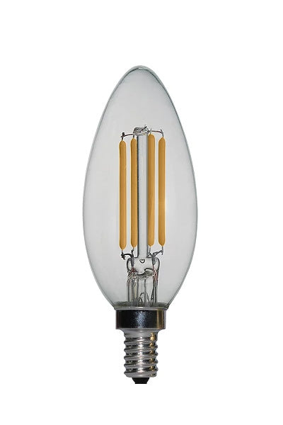 Candex M850209 6W C12 LED Filament Bulb, E12 Base, 2700K, Dimmable JA8 - 10-Pack