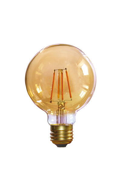 Candex M850215 4W G25 Amber LED Filament Bulb, E26 Base, 2200K, Dimmable