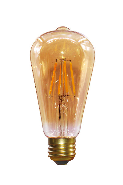 Candex M850217 6W ST19 Amber LED Filament Bulb, E26 Base, 2200K