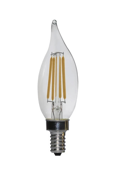 Candex M850275 4W CA10 Flame-Tip LED Filament Bulb, E12 Base, 2700K, Dimmable JA8 - 10-Pack