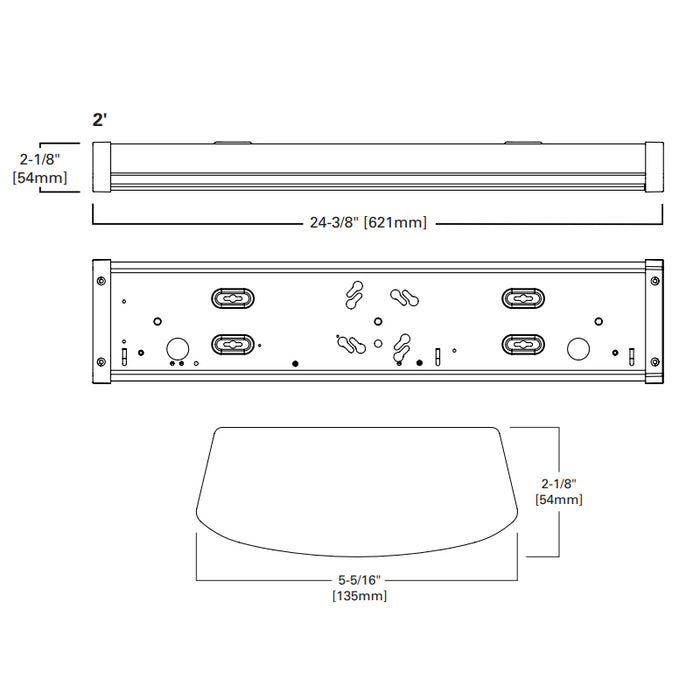 Metalux 2NWS3C3-UNV 2-ft LED Wraparound with Selectable Lumens & CCT