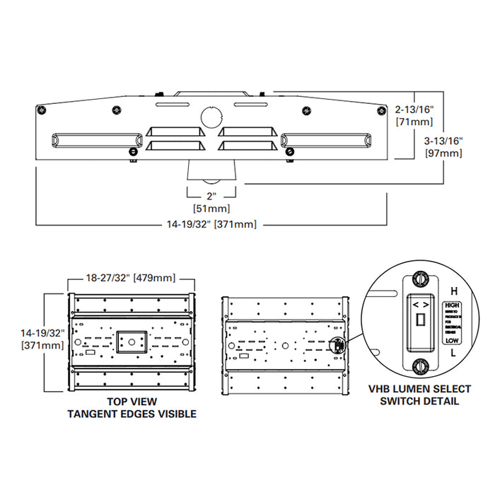 Metalux VHB-1215-W-UNV-L840-CD-U 80W/104W LED High Bay, Lumens Selectable, Wide Distribution, 120-277V, 4000K, Dimmable