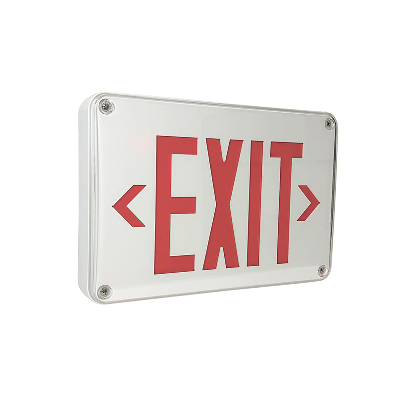 Nora NX-617-LED/R Wet Location LED Exit Sign with Battery Backup and Self Diagnostics - Red Letters
