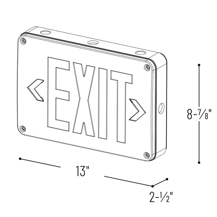 Nora NX-617-LED/R Wet Location LED Exit Sign with Battery Backup and Self Diagnostics - Red Letters