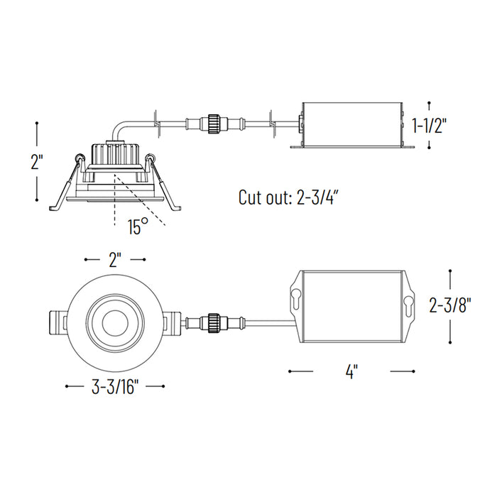 Nora NM2-2RG 2" 6W Round LED Recessed Gimbal, 3000K