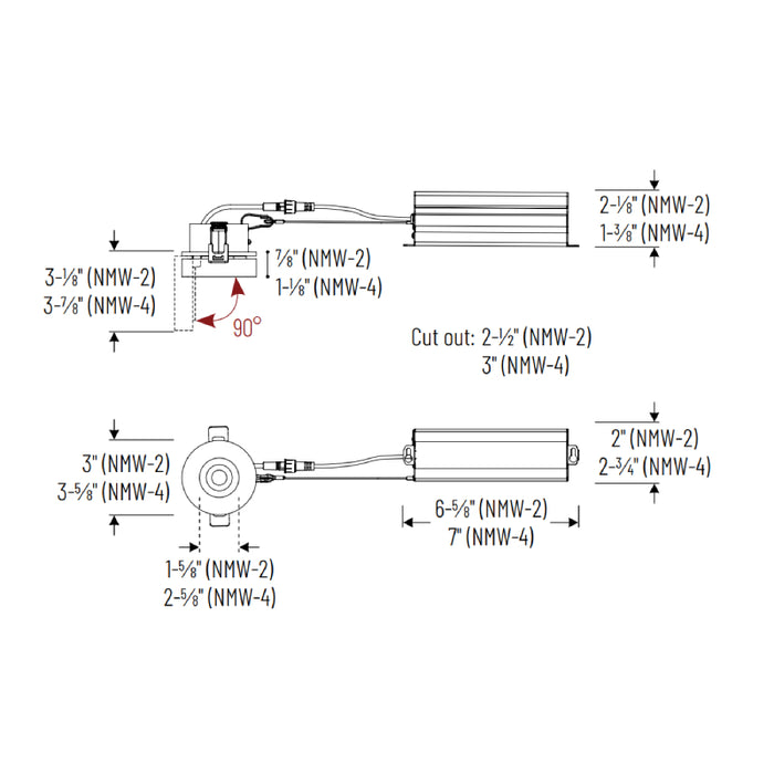 Nora NMW-2 2" M-Wave Canless Adjustable LED Downlight