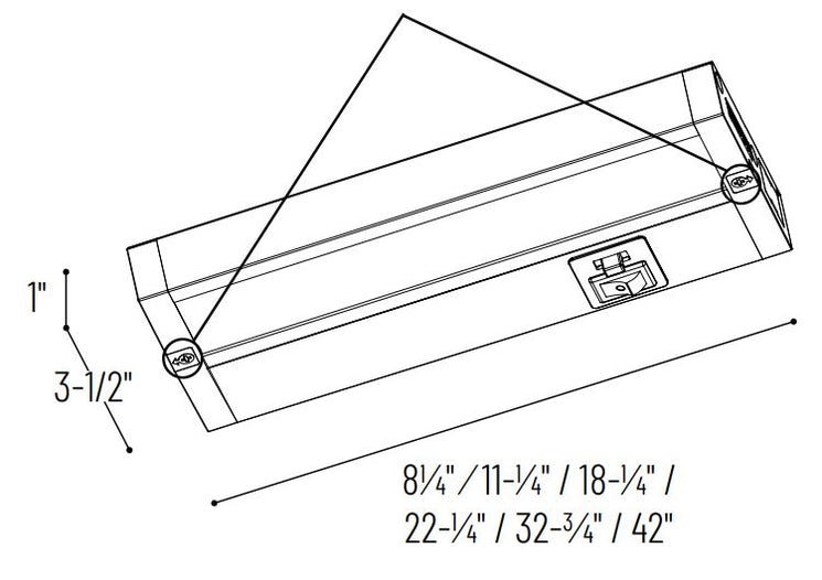 Nora NUDTW-8822 LEDUR Tunable White 22" 12W LED Linear Light, 3CCT Selectable 475 Lumen Dimmable 120V