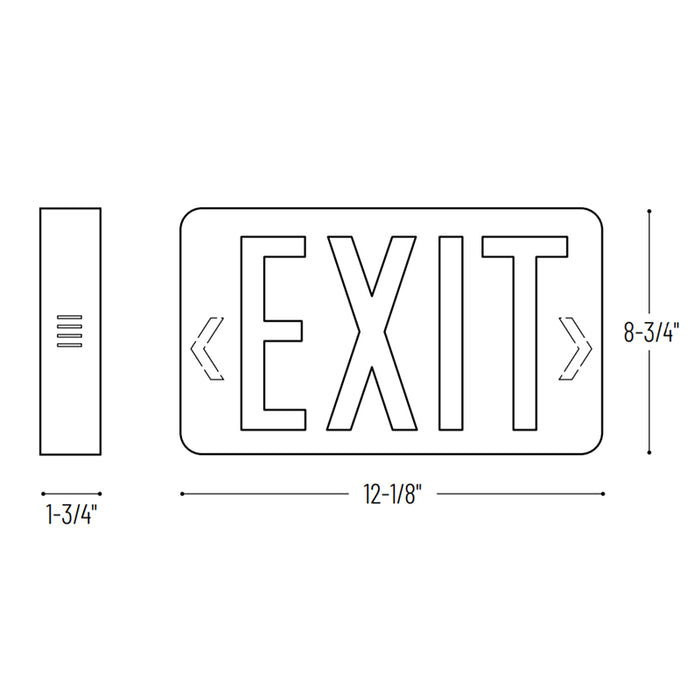 Nora NX-603-LED/R Thermoplastic LED Exit Sign, Battery Backup - Single Face, Red Letters