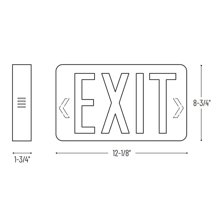 Nora NX-504-LED/R Thermoplastic LED Exit Sign, 2-Circuit - Single Face, Red Letters