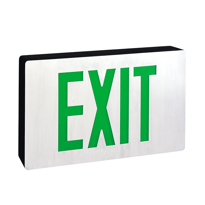 Nora NX-606-LED/G Die-Cast Aluminum LED Exit Sign, Battery Backup - Single Face, Green Letters