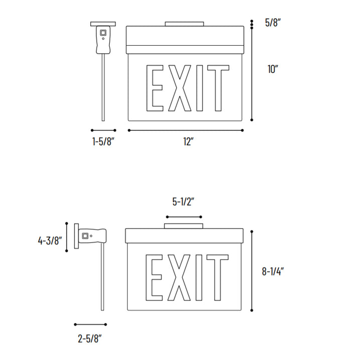 Nora NX-810-LEDG Surface Adjustable LED Edge-Lit Exit Sign, AC Only - Single Face, Green Letters