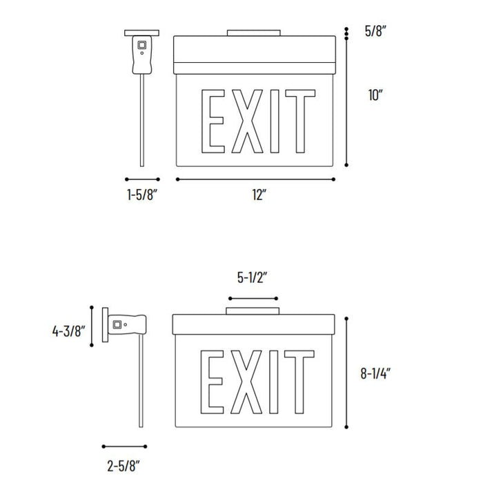 Nora NX-811-LEDR Surface Adjustable LED Edge-Lit Exit Sign, 2-Circuit - Single Face, Red Letters