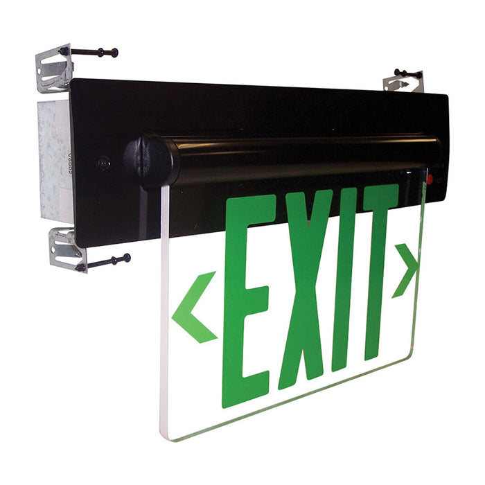 Nora NX-814-LEDG Recessed Adjustable LED Edge-Lit Exit Sign, 2-Circuit - Single Face, Green Letters