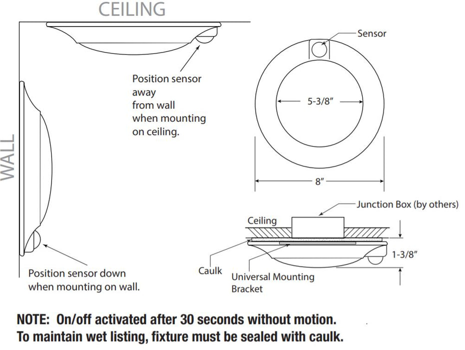 GM Lighting Proxima 120V Closet Rated Proximity Sensor Surface Mount, Selectable CCT