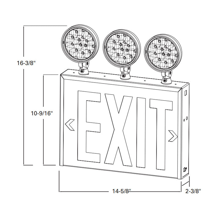 AtLite RCS283LED 3 Heads Exit/Emergency Combo, Double Face