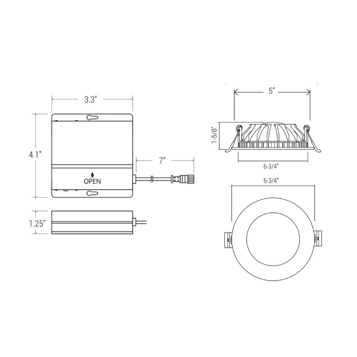 Elite RL655 6" Canless LED Round Regressed Slim, 700 lumens CCT Selectable, 120V