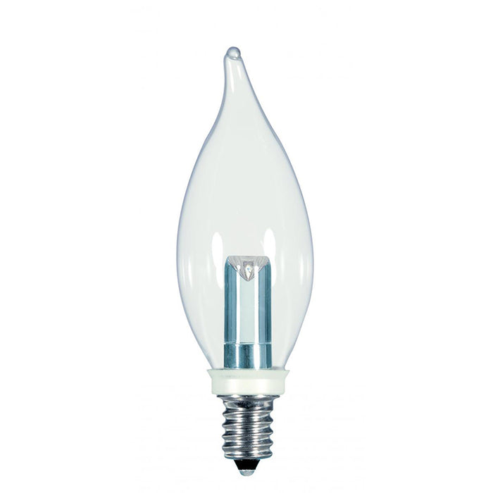 Satco S9153 1W CA8 LED Bulb, E12 Base, 2700K, Clear - Carded