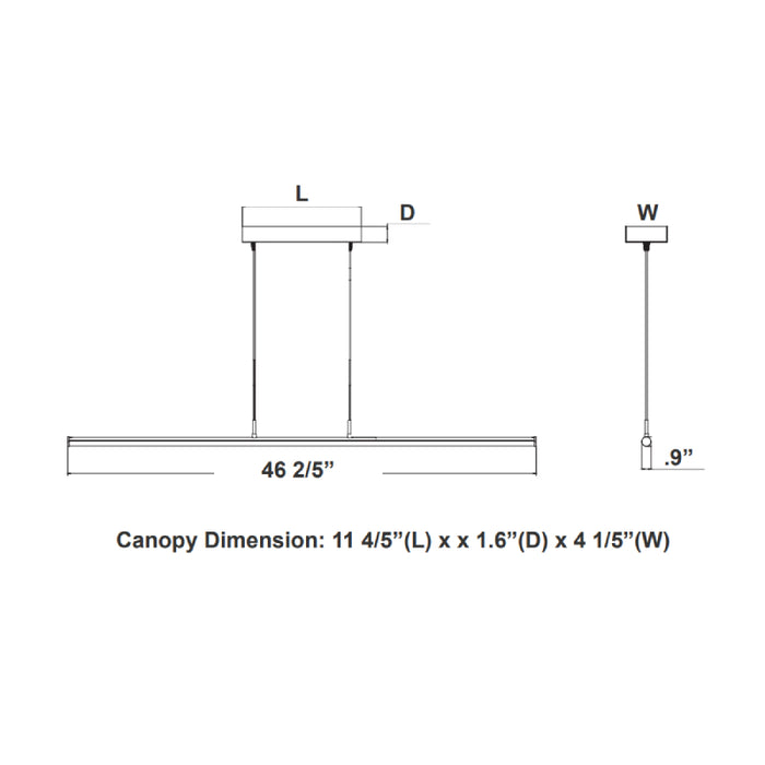 Westgate SDTL 4-ft 20W/25W/30W LED Linear Tube Decorative Suspension Light, CCT Adjustable