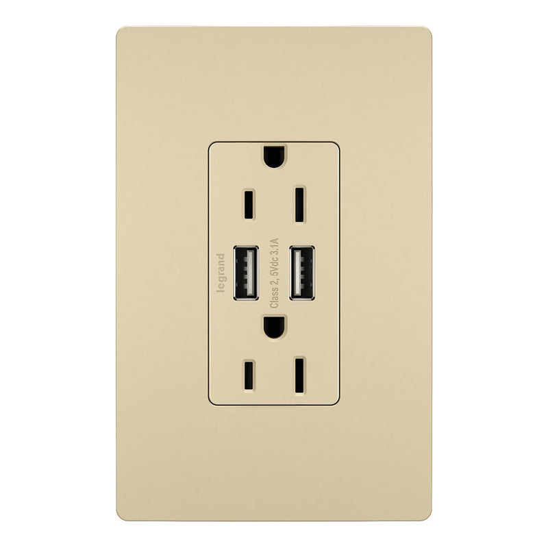 Legrand TM826USB Radiant USB Chargers with Duplex Tamper-Resistant Outlets