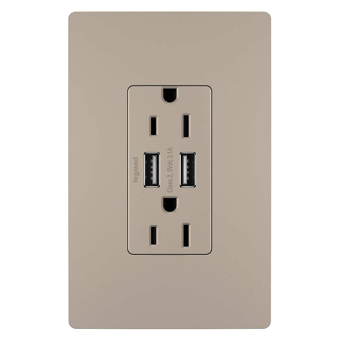 Legrand TM826USB Radiant USB Chargers with Duplex Tamper-Resistant Outlets