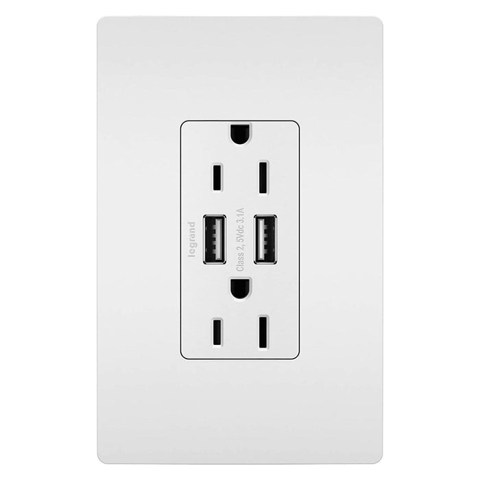 Legrand TM826USB Radiant USB Chargers with Duplex Tamper-Resistant Outlets