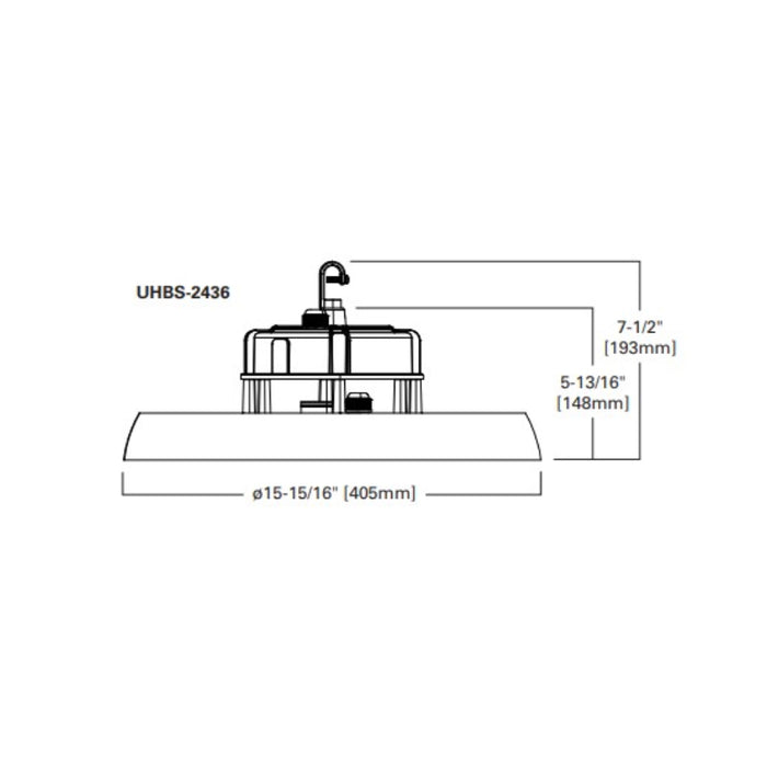 Metalux UHBS-2436-MV-L84050 150/200/240W LED Round High Bay, 4000K/5000K Selectable CCT, Selectable Lumens up to 37167lm, 120-347V, 0-10V Dimming