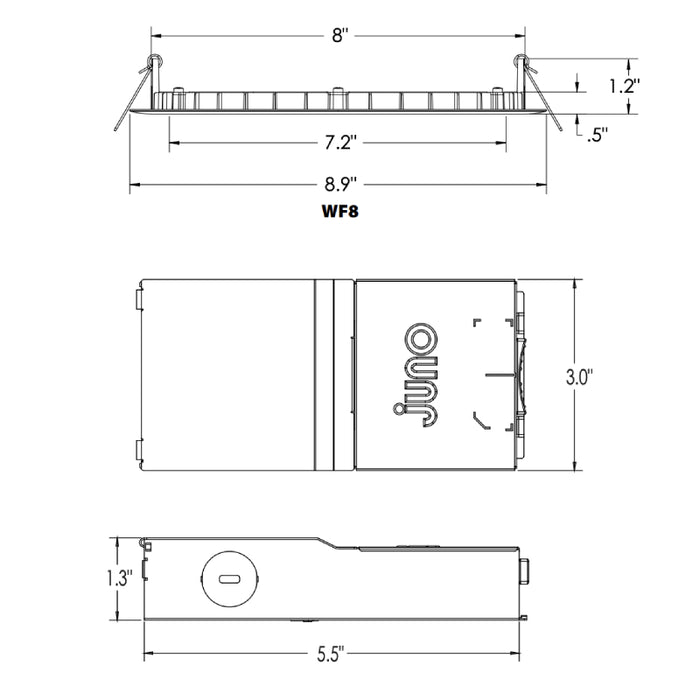 Juno WF8 SWW5 Wafer 8" LED Switchable Recessed Downlight