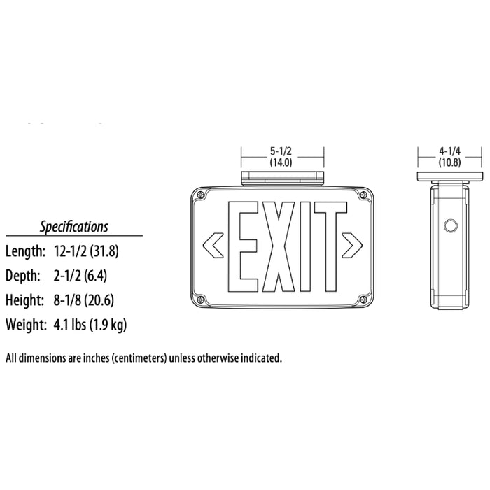 Lithonia WLTE LED Wet Location Exit Sign with Battery Backup, Single Face