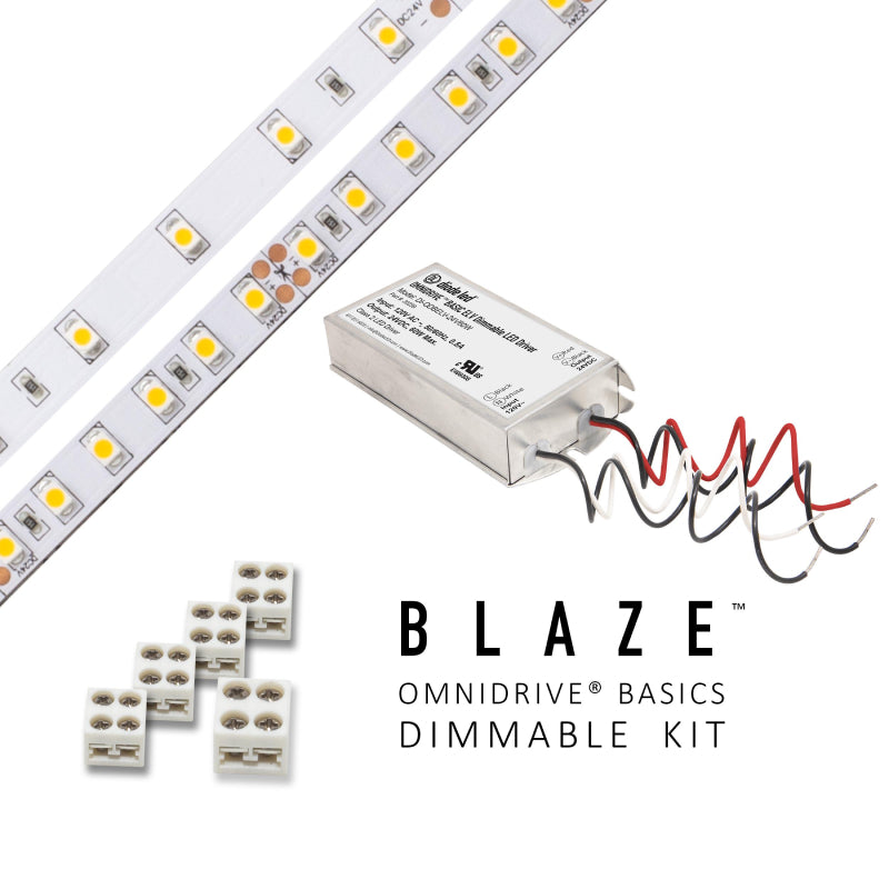 Diode LED Blaze 12V LED Tape Light Kits, OMNIDRIVE BASICS Power Supply, 100lm