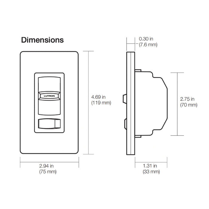 Lutron CTFSQ-F Skylark Contour 1.5 Amp Single Pole/3-Way 3-Speed Fan Control