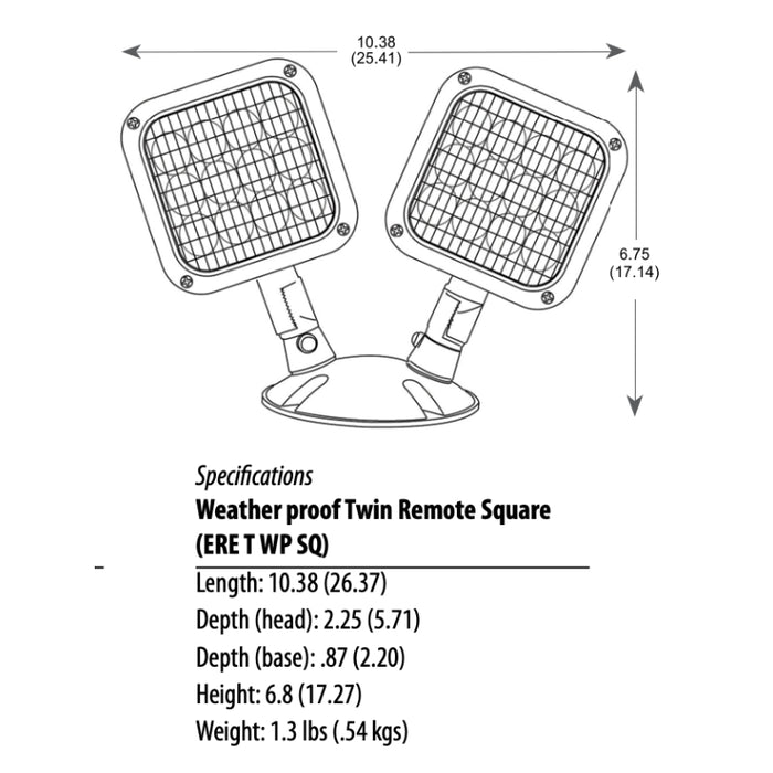 Lithonia ERE LED Square Emergency Remote Light Head, Twin Heads, Weather Proof