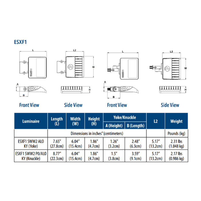 Lithonia Contractor Select ESXF1 6"Wide, 9-34W LED Flood Light,Photocell,Adjustable Lumens, Selectable CCT, 120-277V
