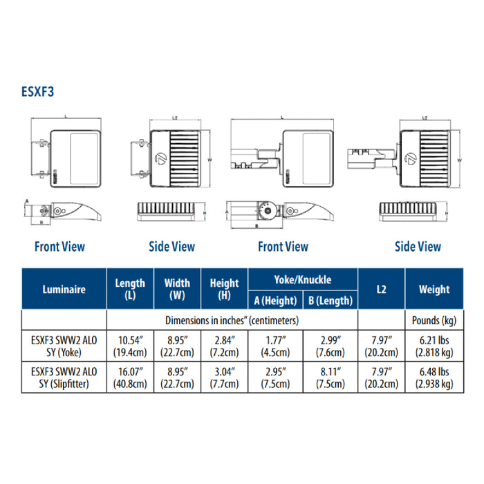 Lithonia Contractor Select ESXF3 9" Wide, 53-100W LED Flood Light, Adjustable Lumen, Selectable CCT, Photocell, 120-277V