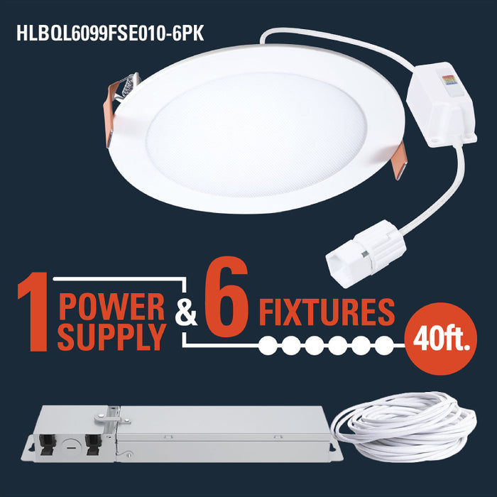Halo HLBQL6099FSE010-6PK 6" QuickLink Low Voltage 0-10V Canless Downlights (6-Pack Kit Including Driver)