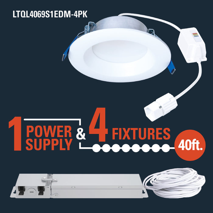 Halo LTQL4069S1EDM-4PK 4" QuickLink Low Voltage Phase Cut Canless Downlights (4-Pack Kit Including Driver)