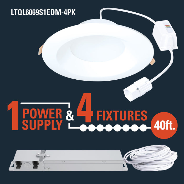 Halo LTQL6069S1EDM-4PK 6" QuickLink Low Voltage Phase Cut Canless Downlights (4-Pack Kit Including Driver)